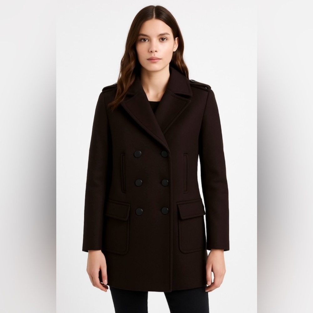 The Kooples | Wool Double Breasted Peacoat | Brown | XS